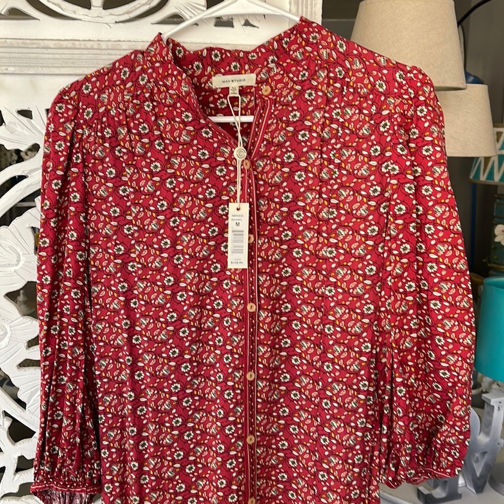 max studio, size medium and color wine red